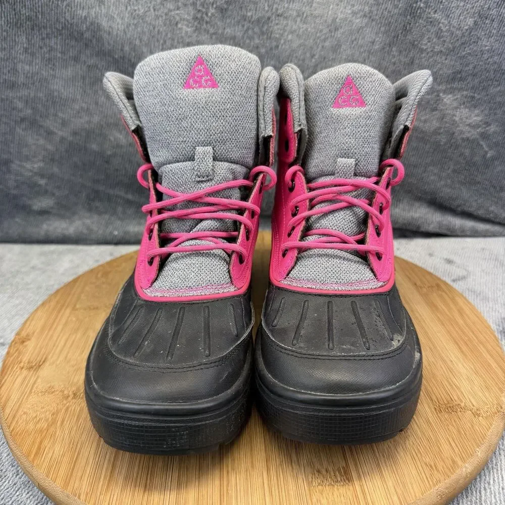 Nike ACG Boots Girls Size 6Y Pink Black Water Resistant Winter Snow 524876-600